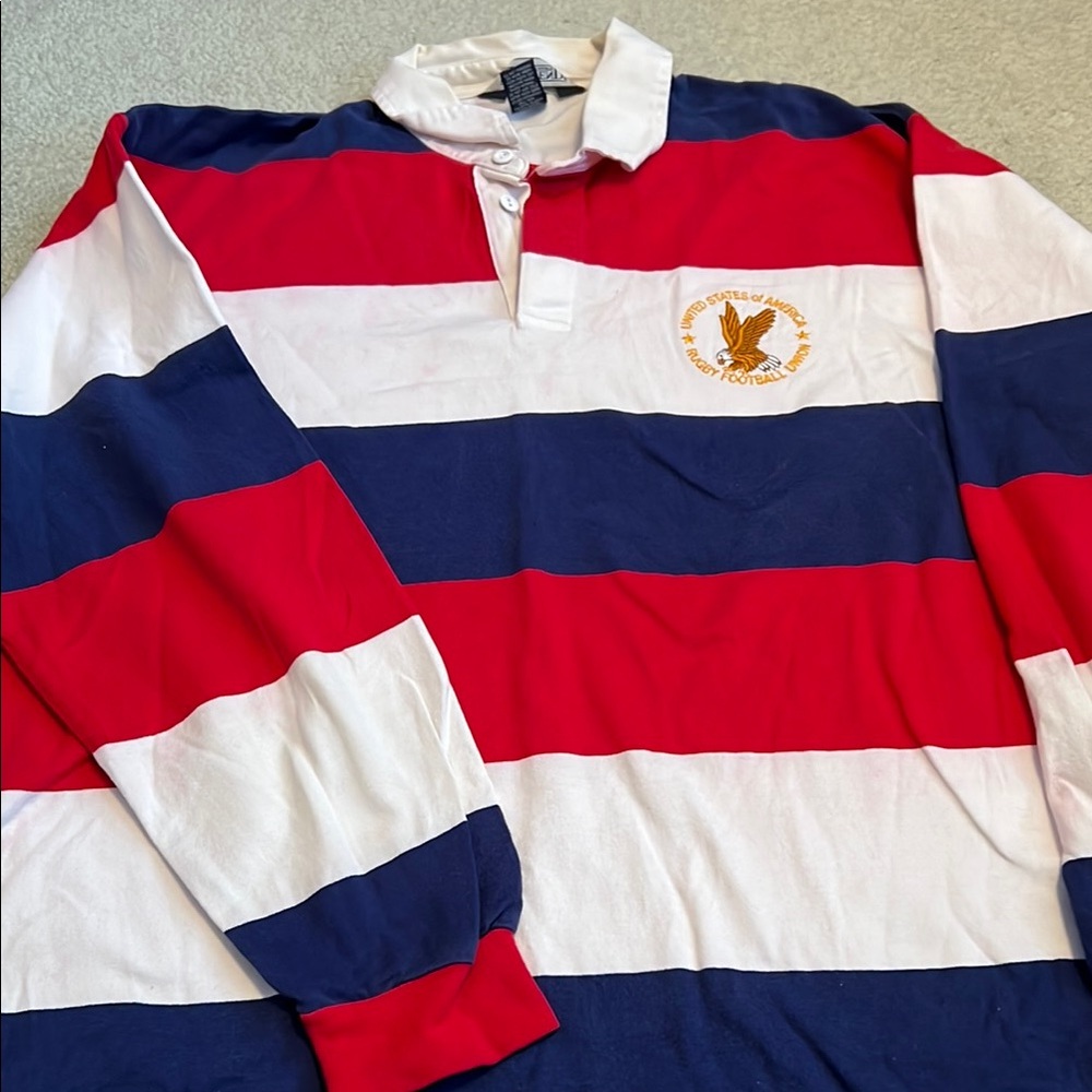 Classic Striped Polo Shirt in Red, White, and Blue